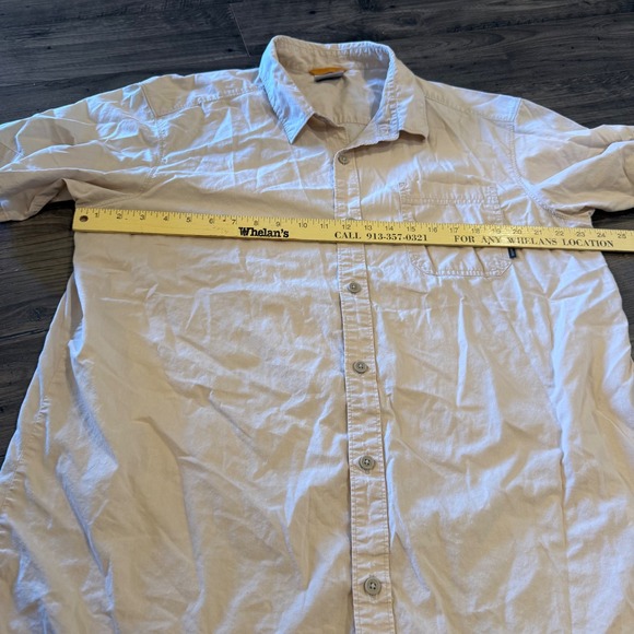 Columbia Mens XL Short Sleeve Button Down Shirt Beige Tan Cotton AM7619 Outdoor - Picture 6 of 8